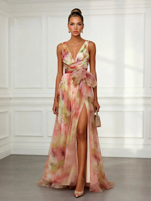 Adaeze | Women's Floral Print V-Neck Sleeveless Maxi Dress