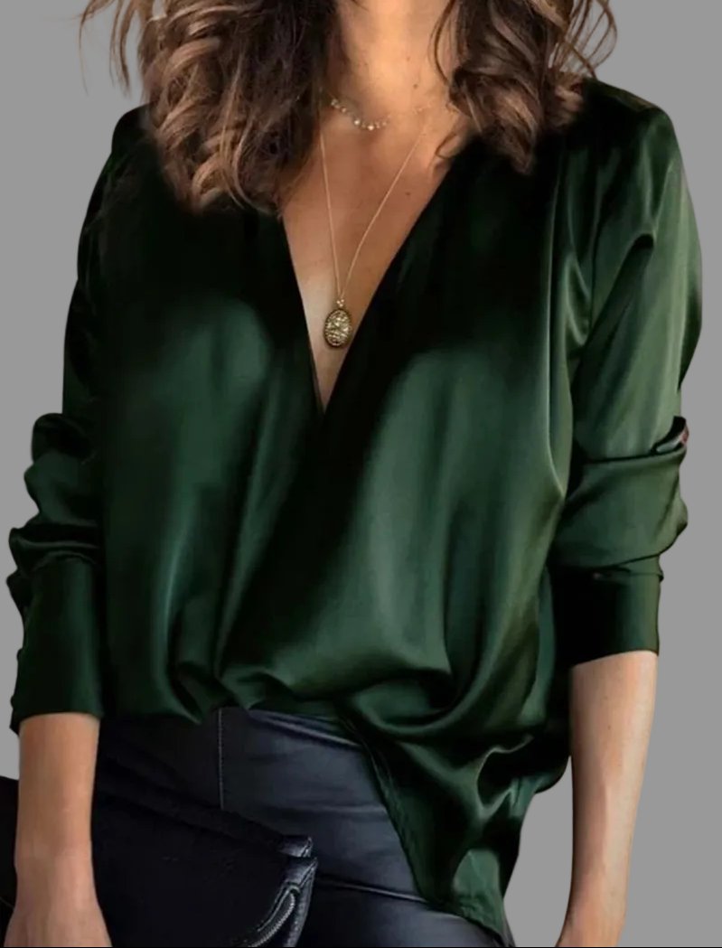 Severine | Women's Deep V-Neck Long Sleeve Blouse