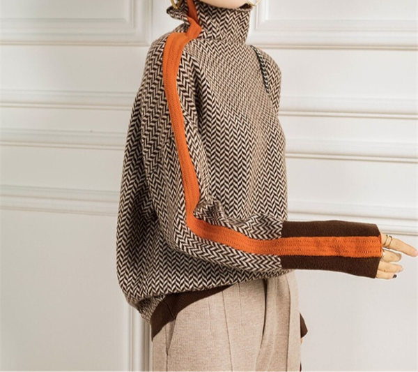 Piper | Women's Herringbone Turtleneck Sweater Dress
