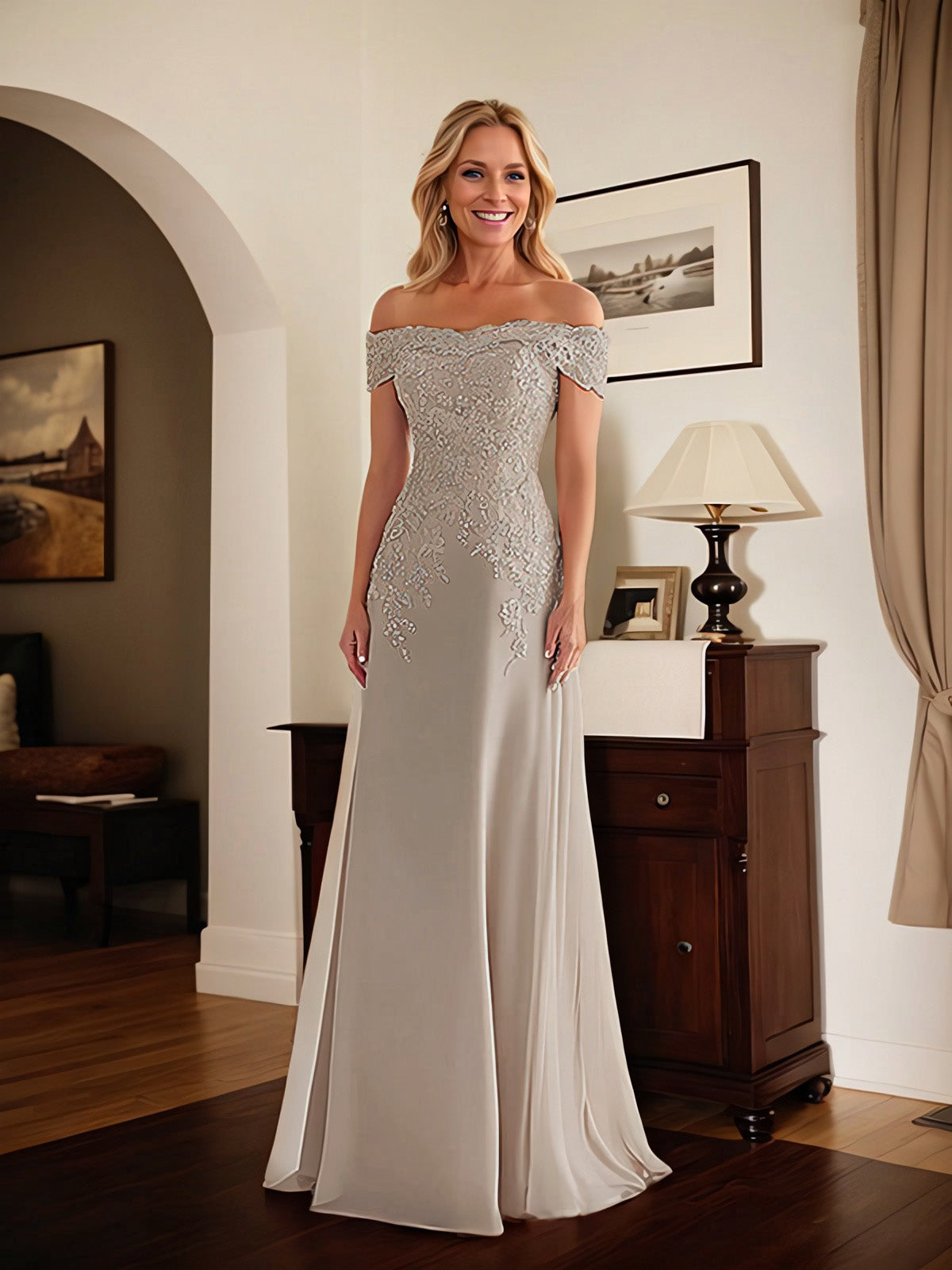 Adriana | Women's Off-Shoulder Lace Mermaid Gown