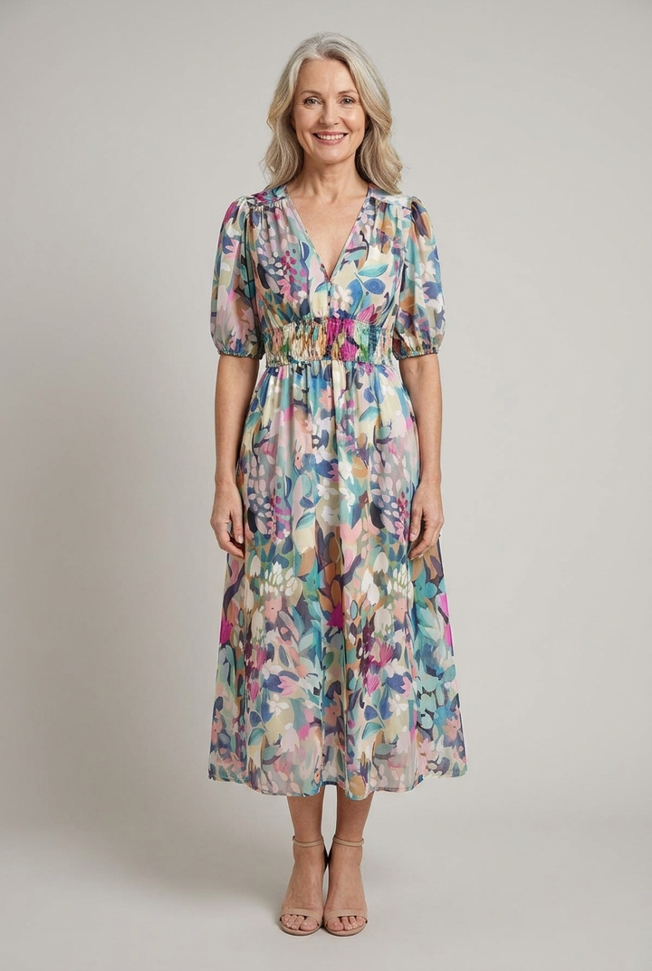 Merlin | Flattering Floral Midi Dress