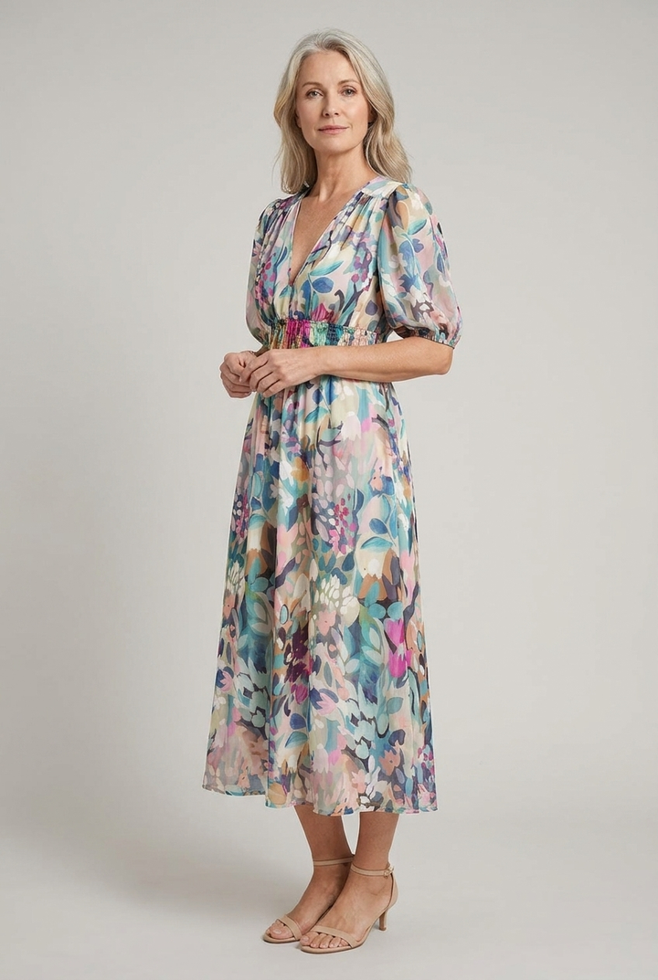 Merlin | Flattering Floral Midi Dress