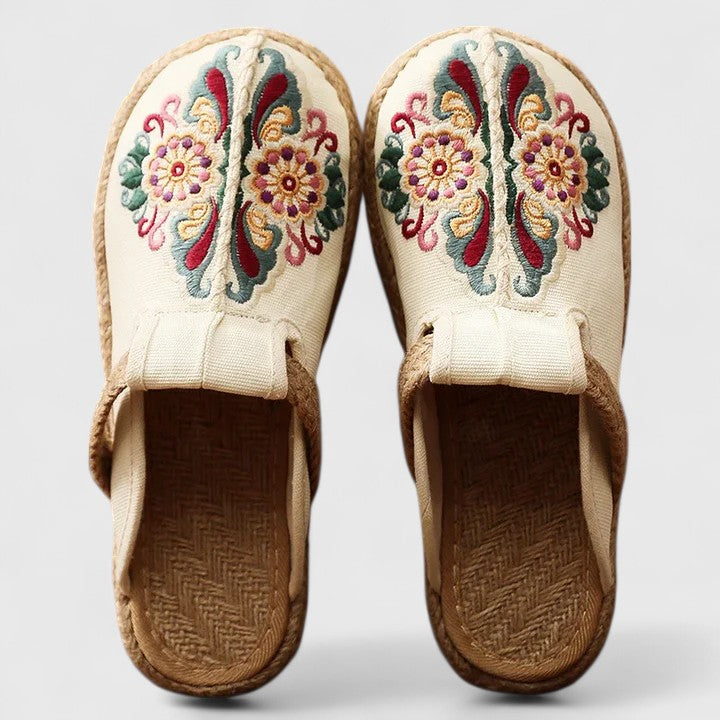 Marousse Floral Mules for Women | Hand-Embroidered Comfort Slip-Ons