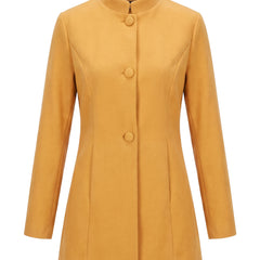 Women's stand collar coat in yellow, front view