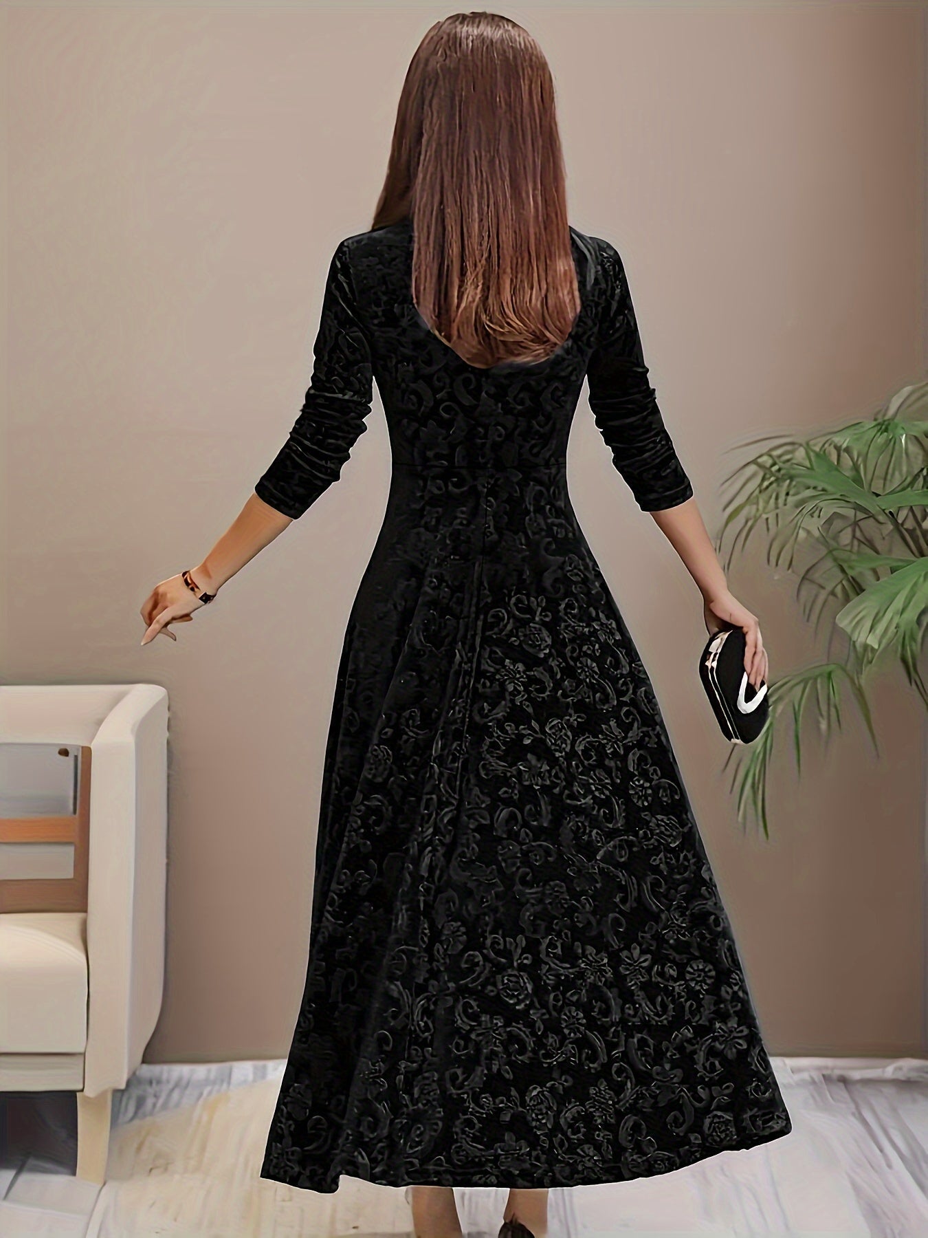 Bethany | Women's Floral Velvet Midi Dress