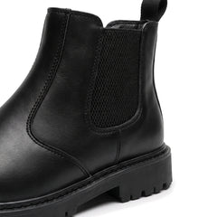 Close-up of the elastic side panel, stitching and lug sole