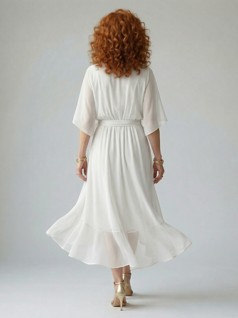 Elric | Women's Draped Tie-Waist Midi Dress