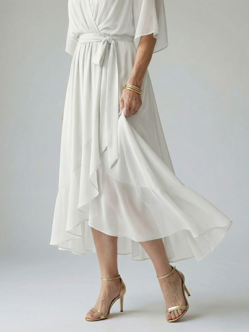 Elric | Women's Draped Tie-Waist Midi Dress
