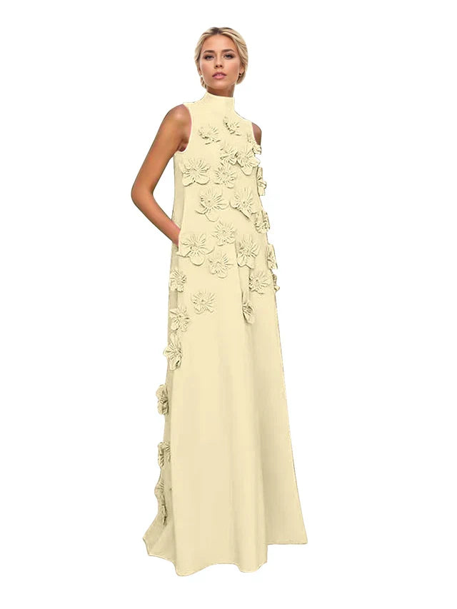 Adriana | Women's High-Neck 3D Floral Wedding Dress