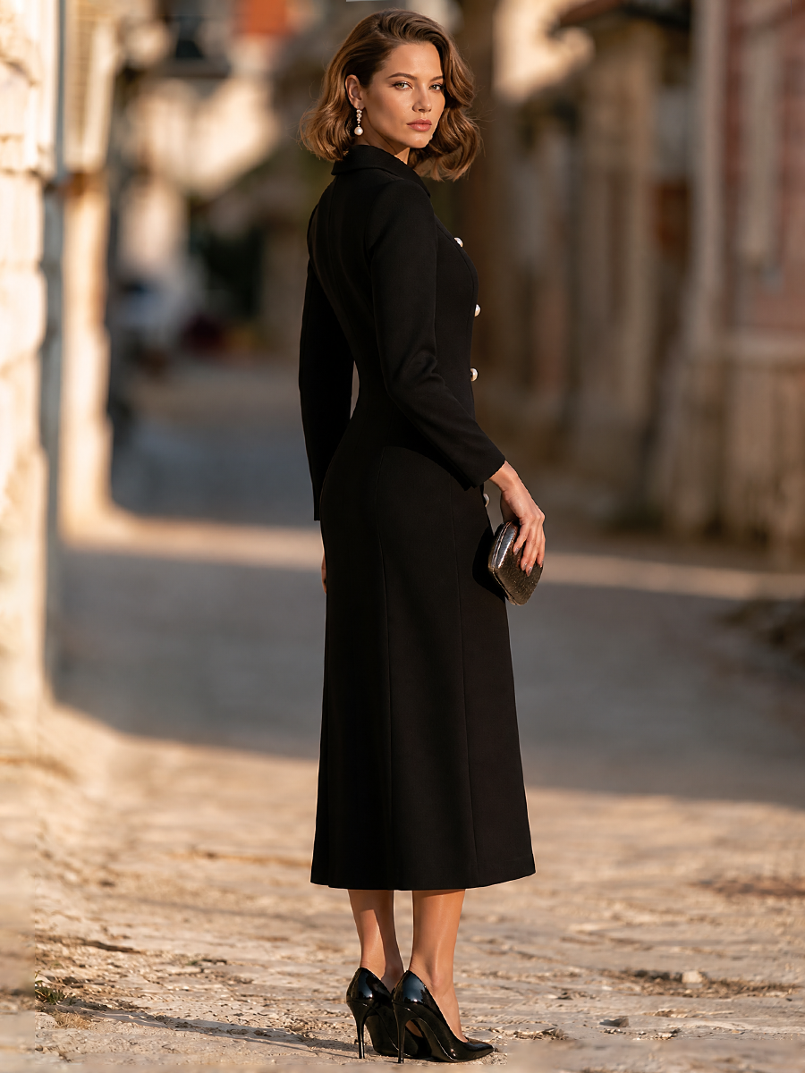 Odessa | Women's Double-Breasted Fishtail Midi Dress