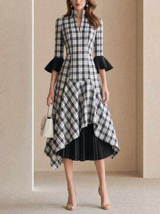 Odessa | Women's Plaid Pleated Shirt Dress