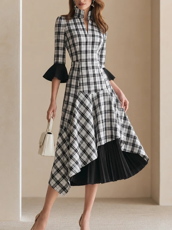 Odessa | Women's Plaid Pleated Shirt Dress