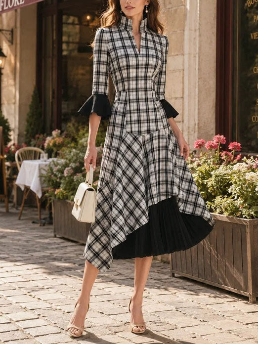 Odessa | Women's Plaid Pleated Shirt Dress