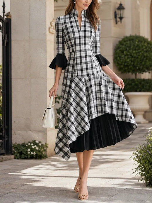 Odessa | Women's Plaid Pleated Shirt Dress