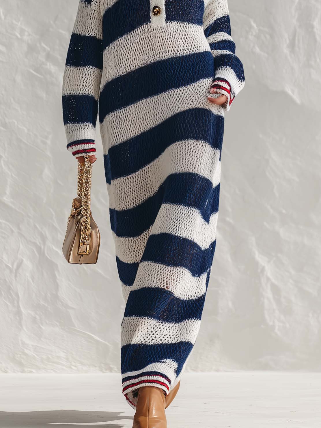 Marielle | Women's Striped Collared Maxi Dress