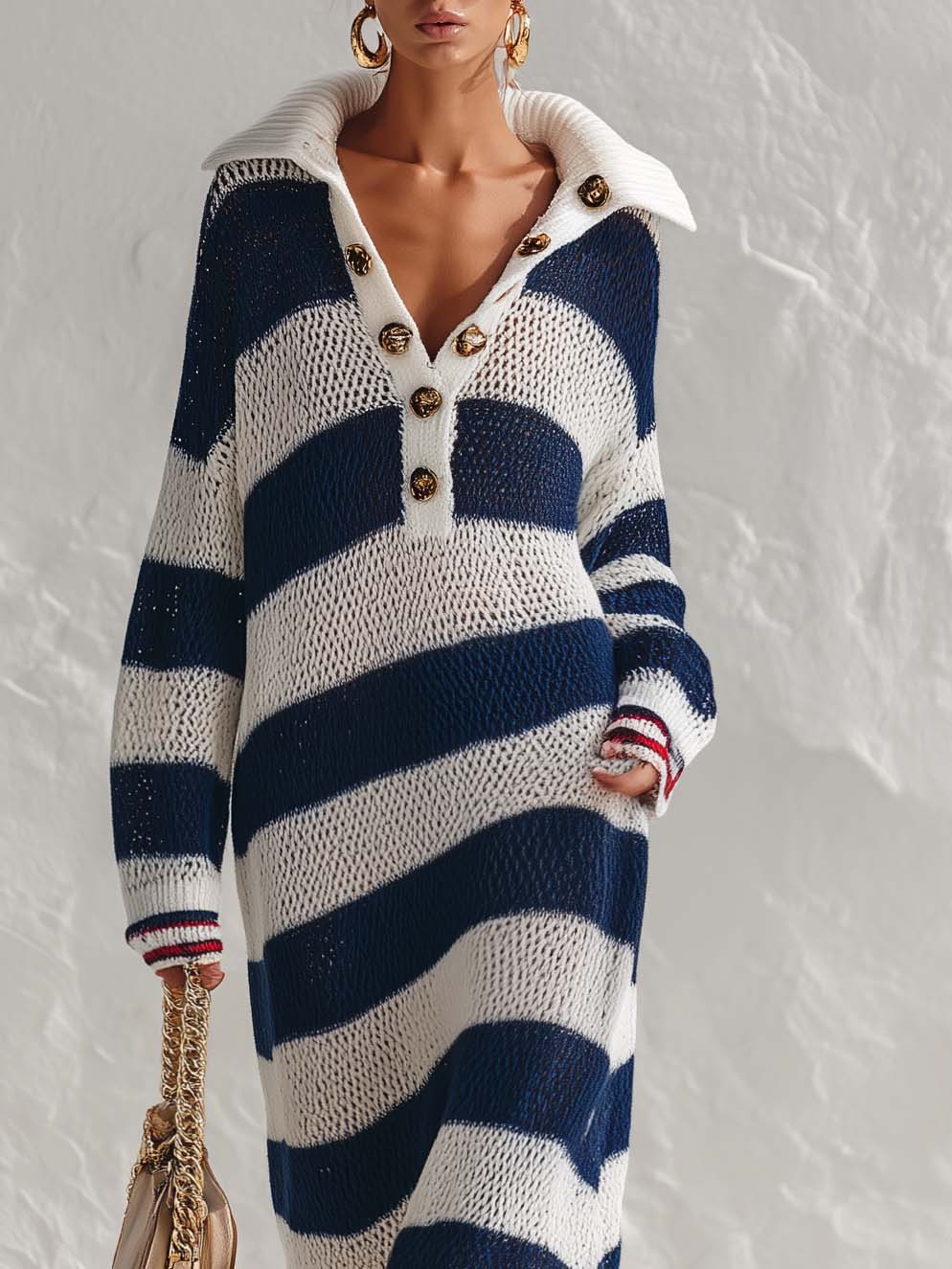 Marielle | Women's Striped Collared Maxi Dress