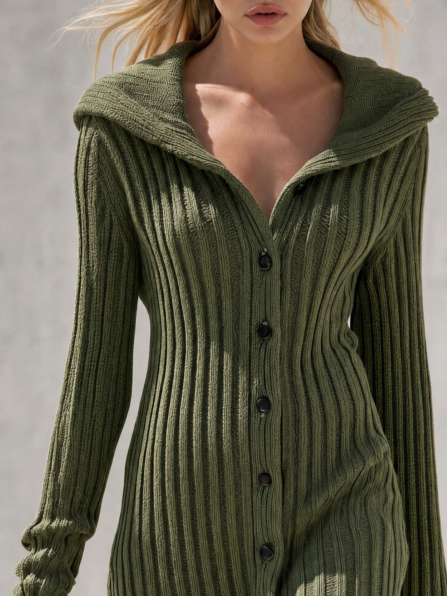 Marielle | Women's Hooded Ribbed Knit Mini Dress