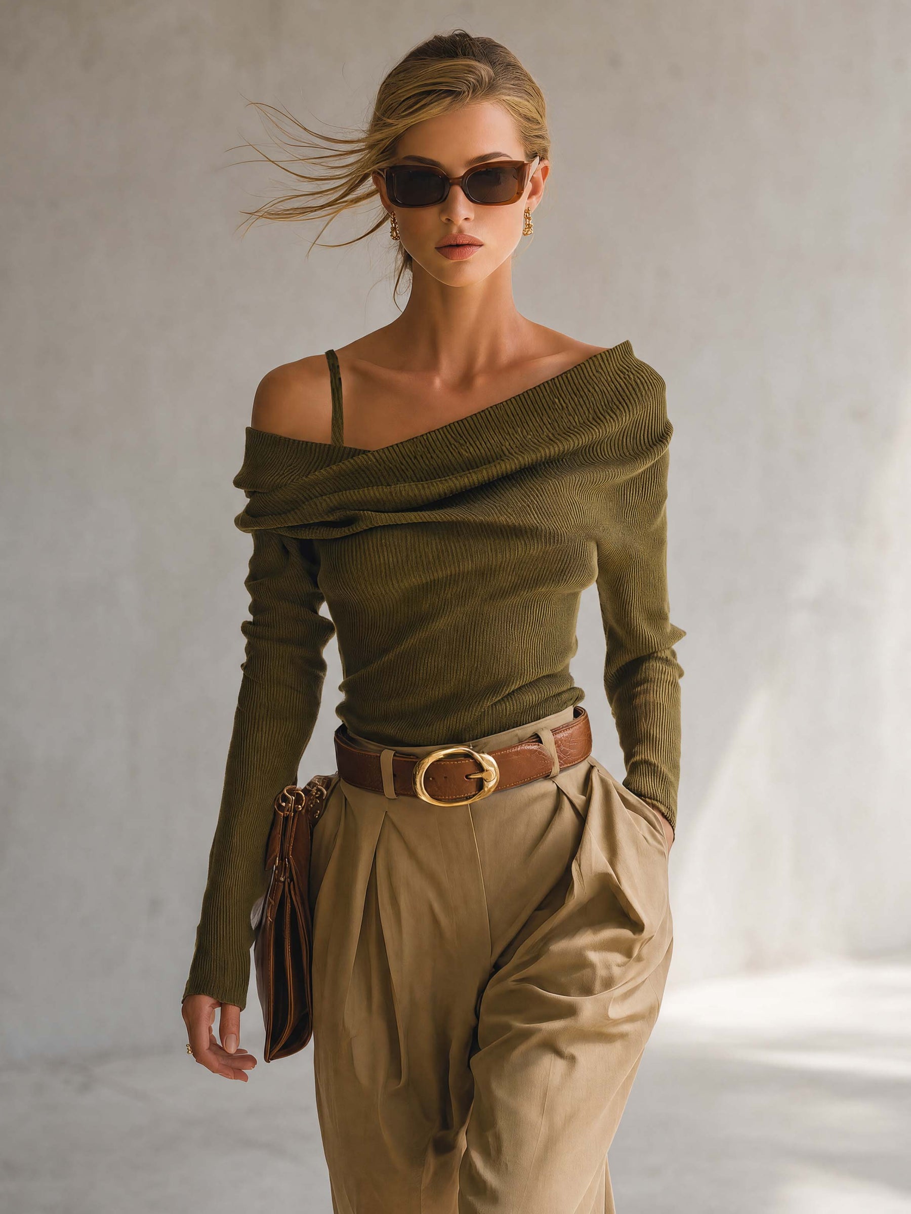 Marina | Women's Off-Shoulder Ribbed Knit Sweater