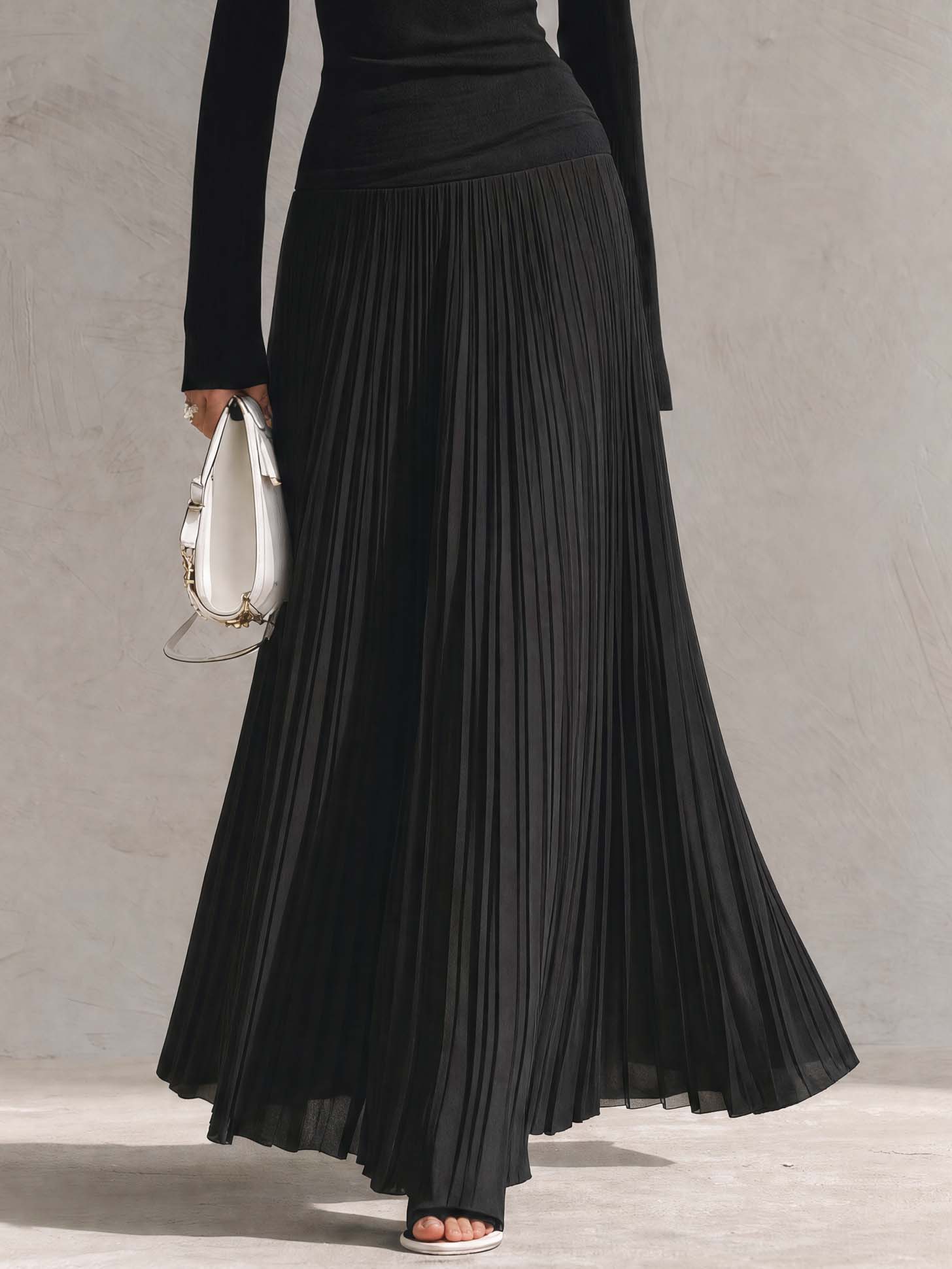Adriane | Women's Off-Shoulder Pleated Chiffon Maxi Dress