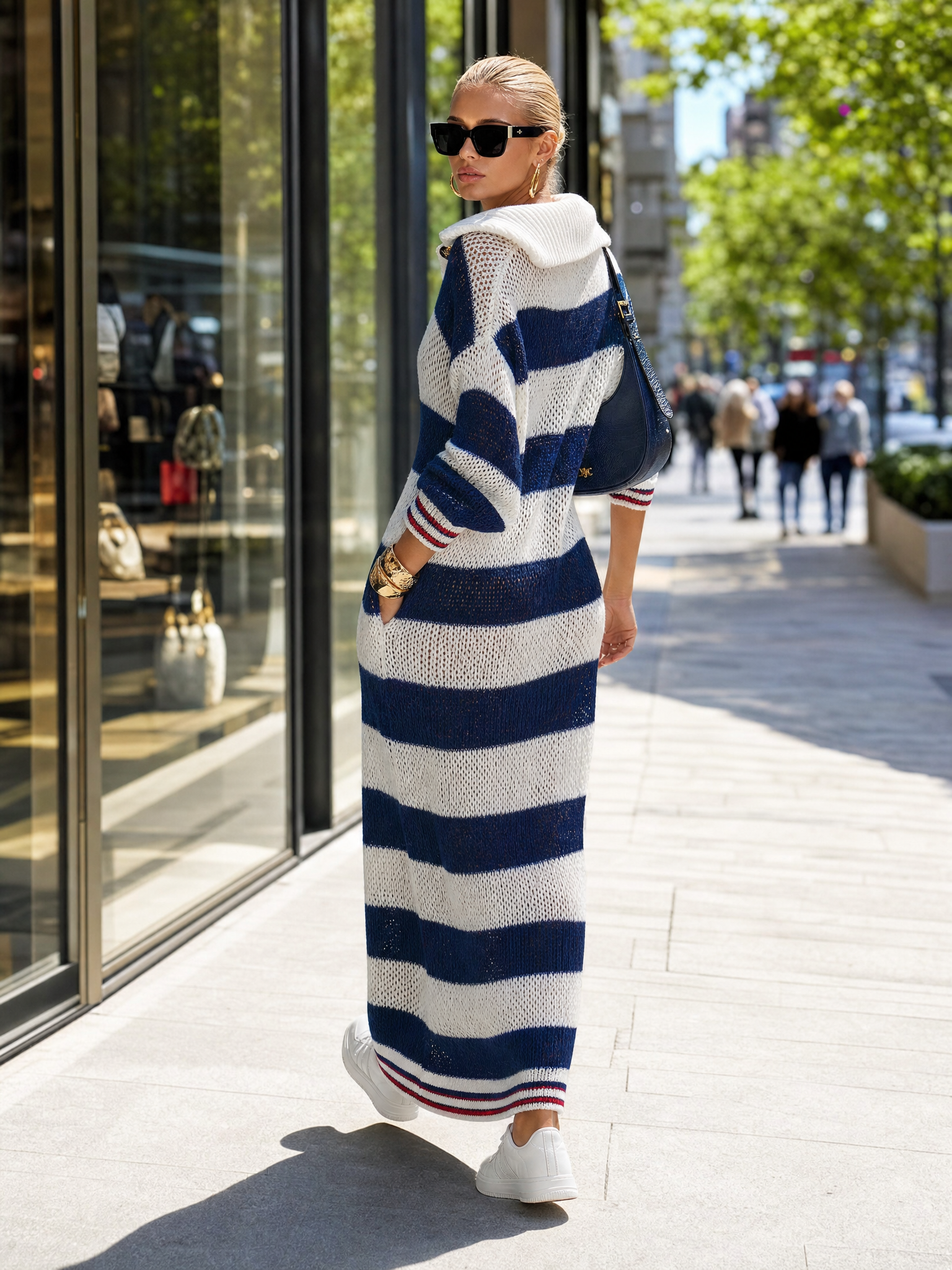 Marielle | Women's Striped Collared Maxi Dress