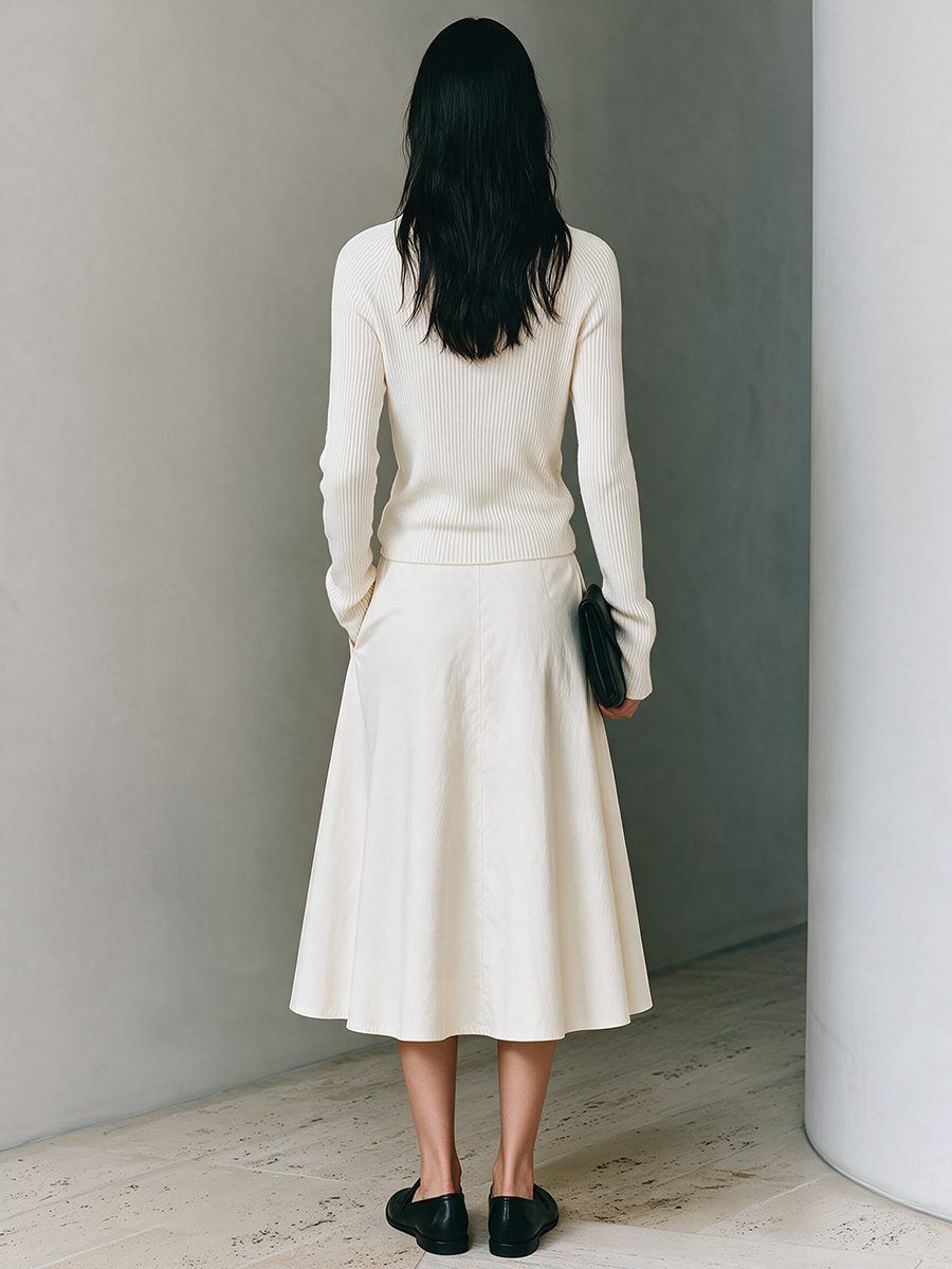 Adeline | Women's Knit Top & A-Line Midi Skirt Set