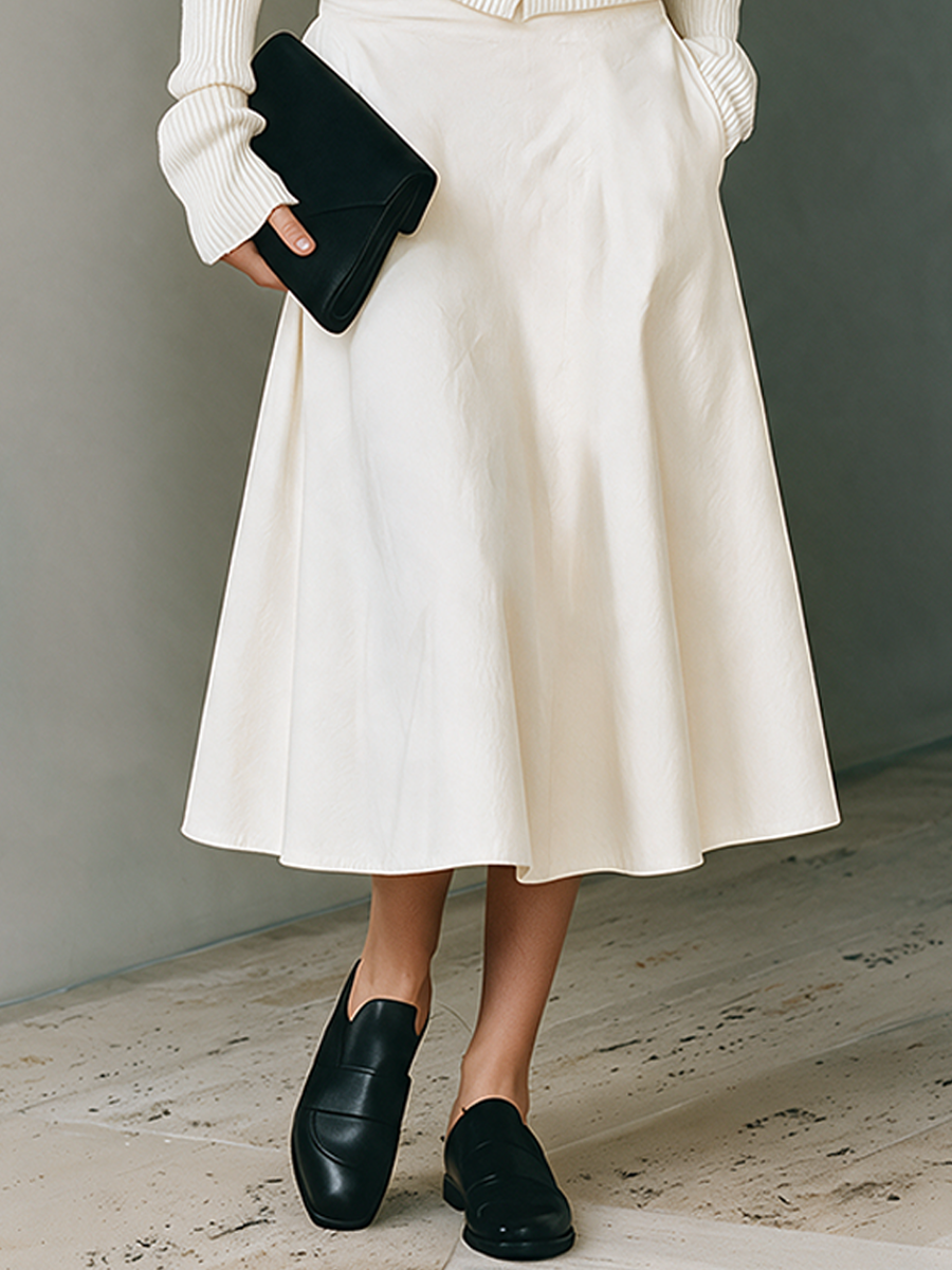 Adeline | Women's Knit Top & A-Line Midi Skirt Set