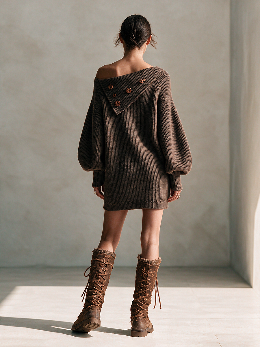 Odessa | Women's Off-Shoulder Wool-Knit Mini Dress