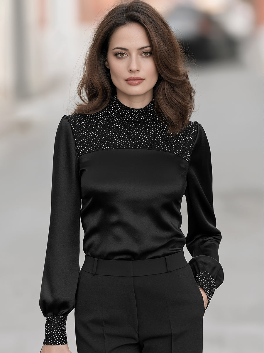 Isolde | Women's Embellished Yoke Satin Blouse