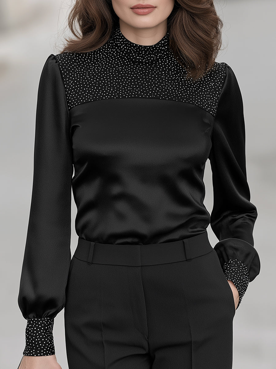 Isolde | Women's Embellished Yoke Satin Blouse