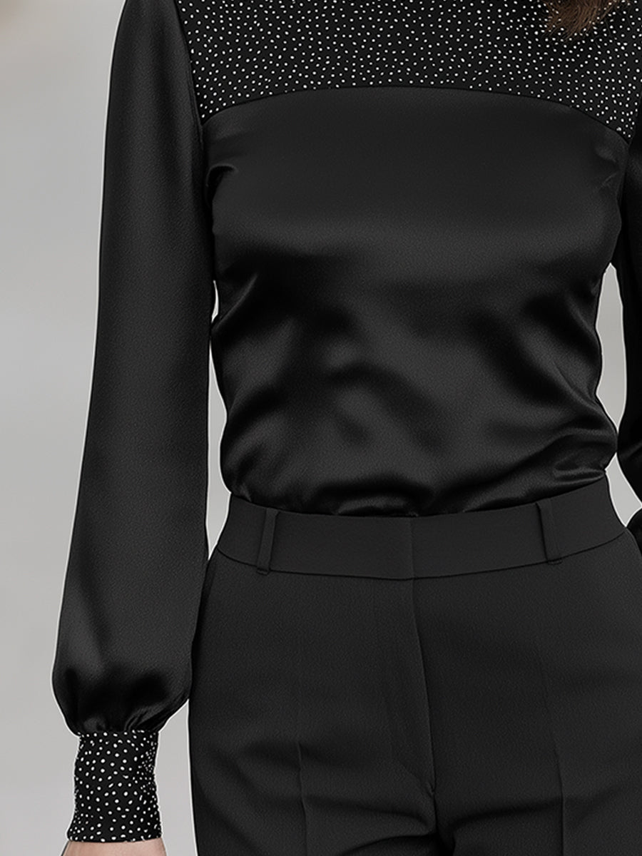 Isolde | Women's Embellished Yoke Satin Blouse