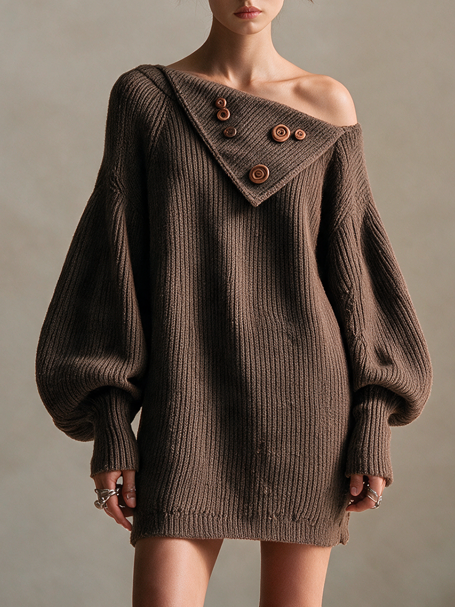 Odessa | Women's Off-Shoulder Wool-Knit Mini Dress
