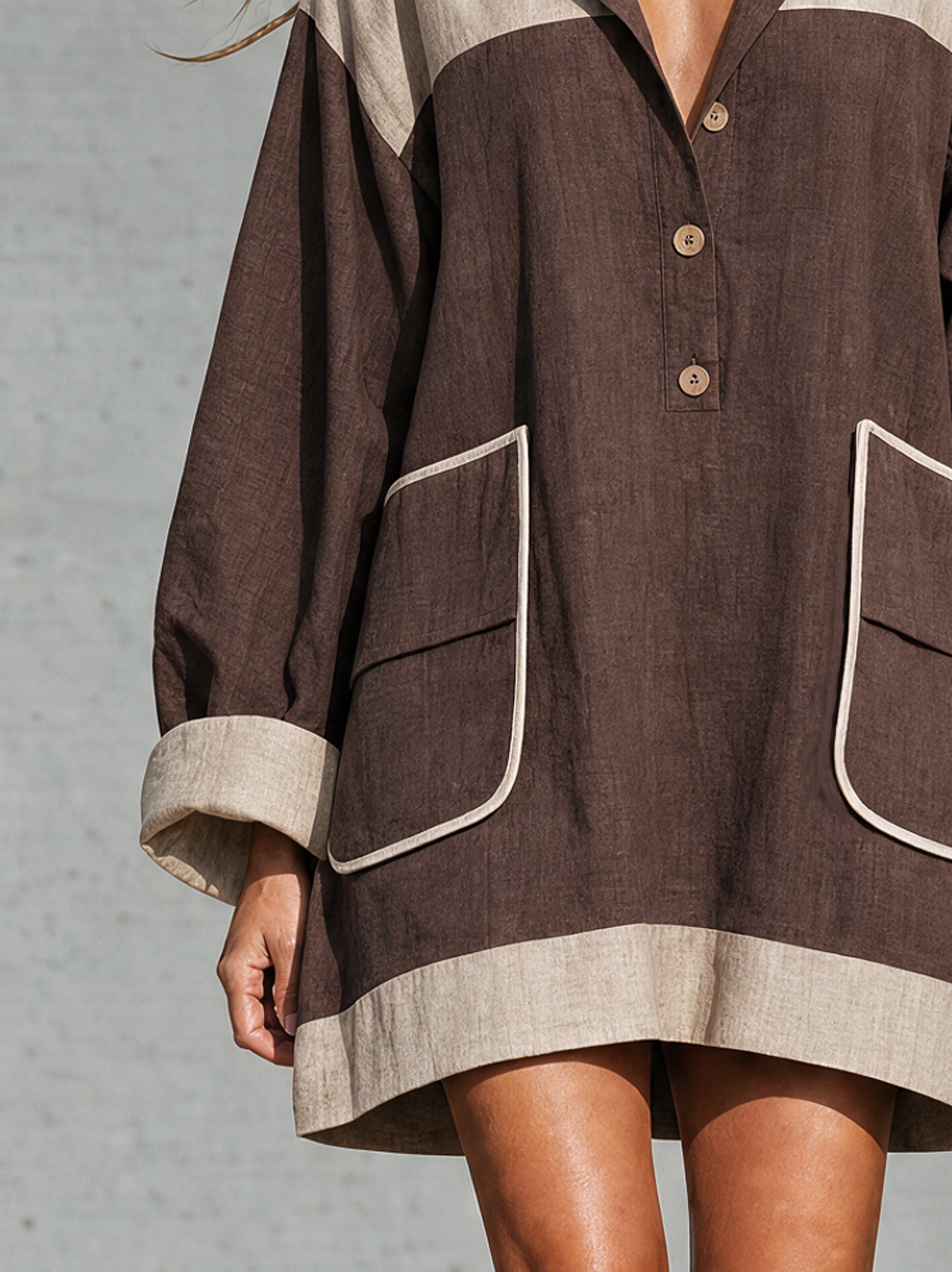 Marisela | Women's Color-Block Long-Sleeve Mini Dress