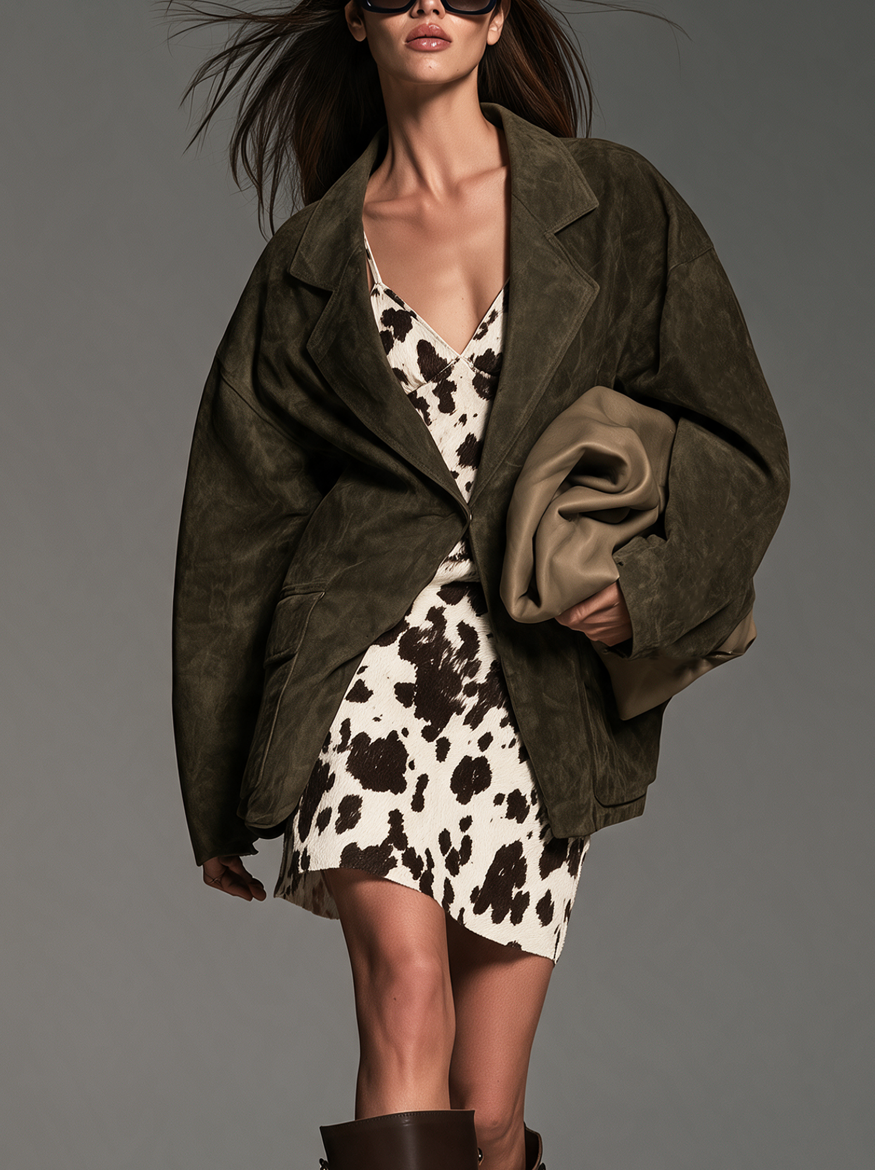 Marguerite | Women's Suede Blazer & Faux-Fur Dress Matching Set