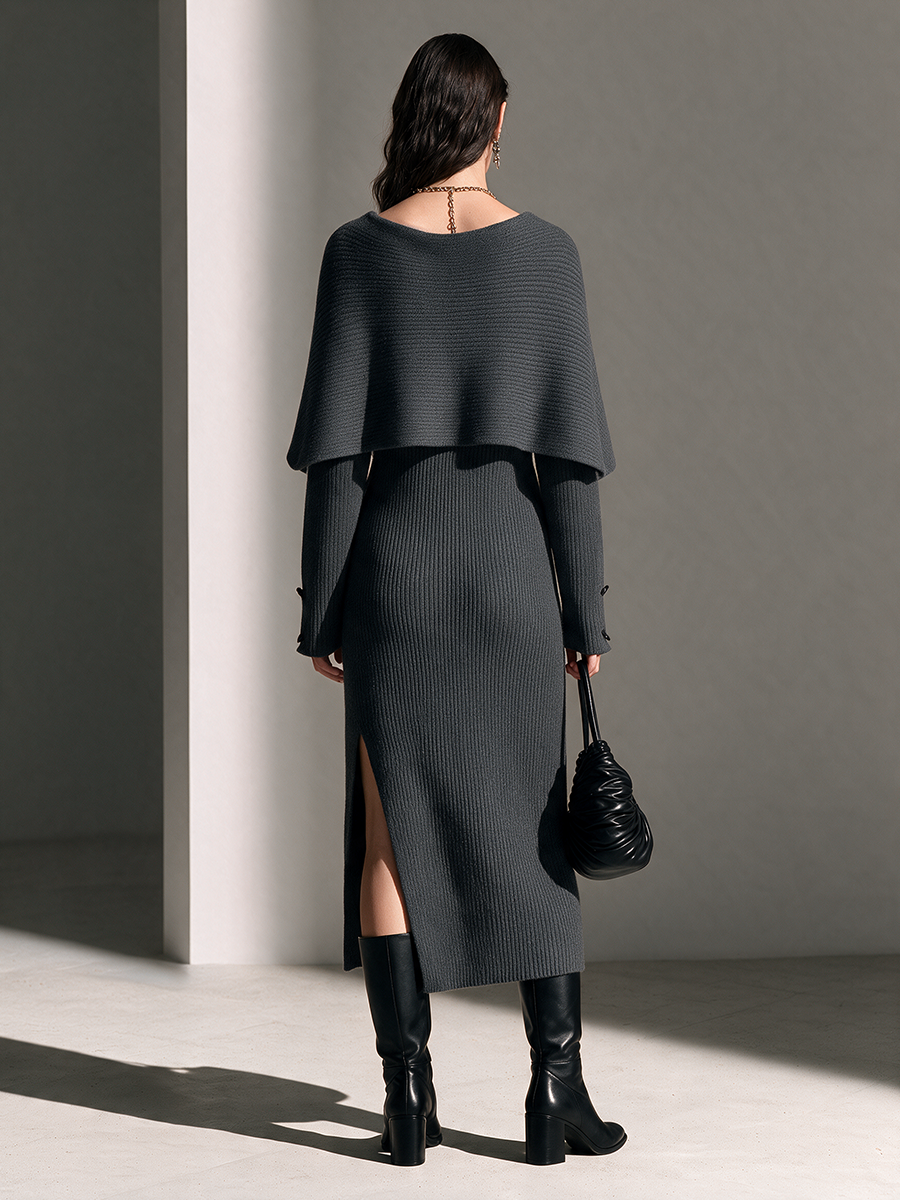 Odessa | Women's Cape-Overlay V-Neck Maxi Dress