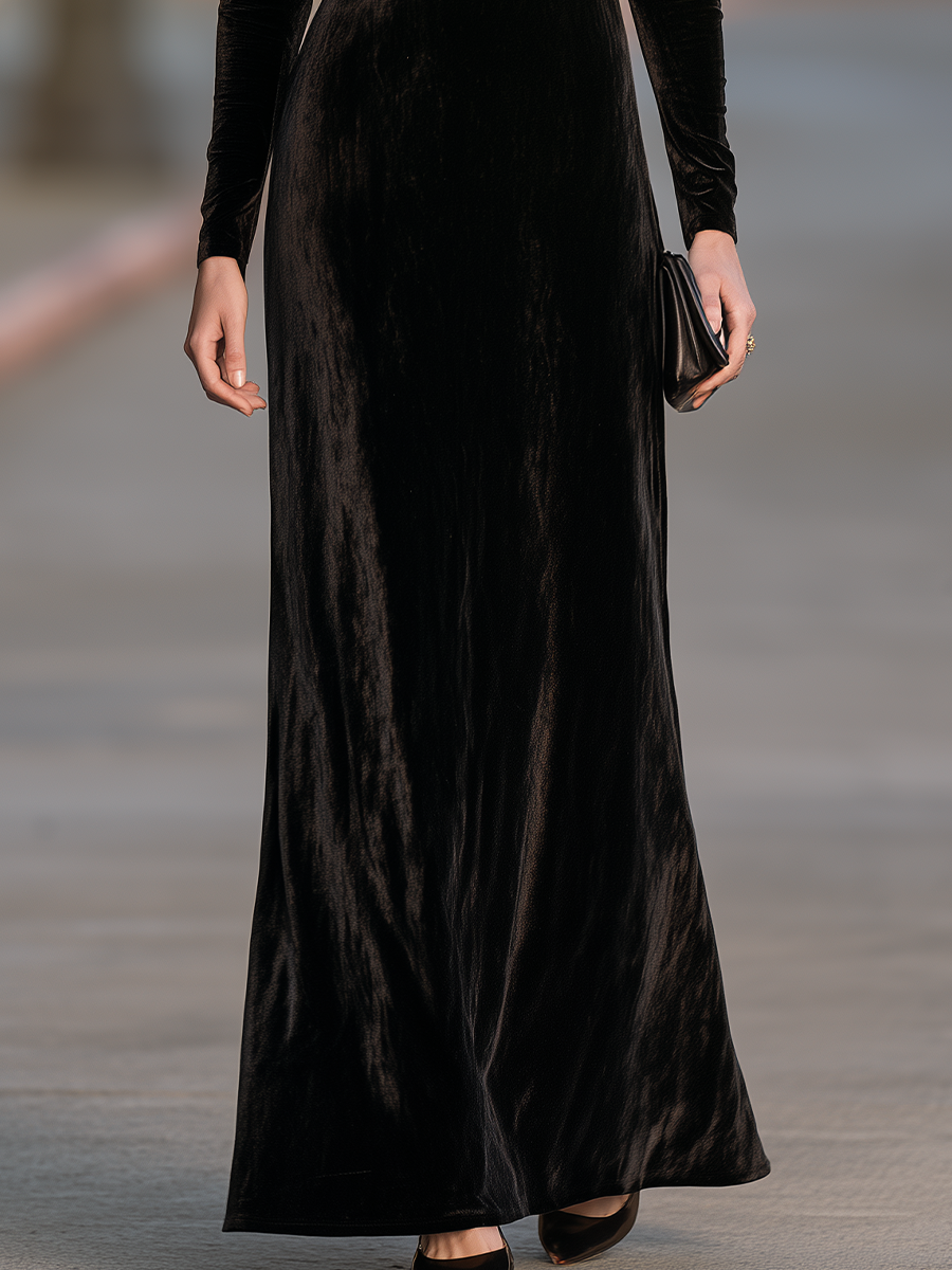 Valentina | Women's One-Shoulder Velvet Maxi Dress