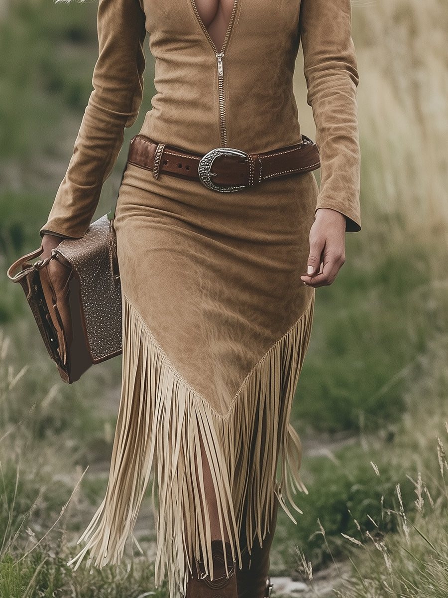 Dallas | Women's Western Lapel Midi Dress