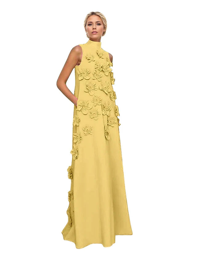 Adriana | Women's High-Neck 3D Floral Wedding Dress