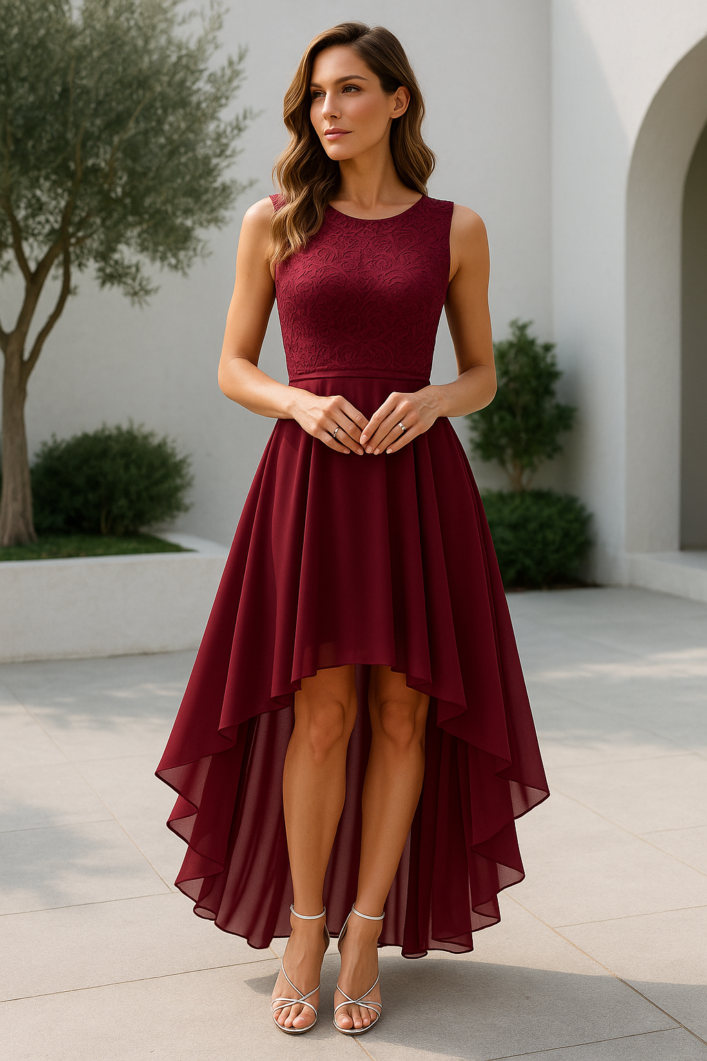 Alethea | Women's High-Low Lace Wedding Guest Dress