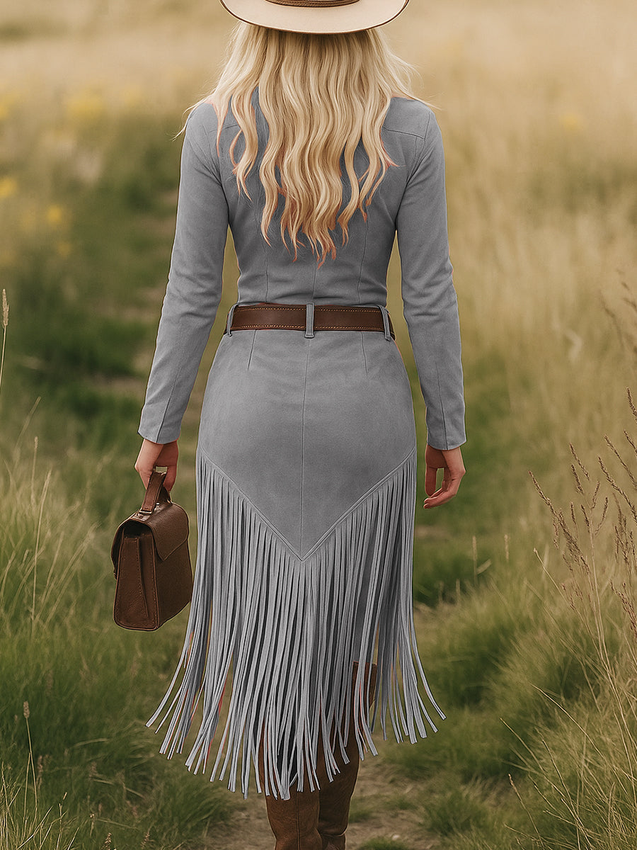Dallas | Women's Western Lapel Midi Dress