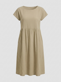 Mirabel | Cap Sleeve Cotton Midi Dress with Pockets