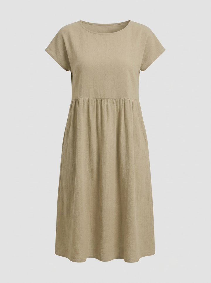 Mirabel | Cap Sleeve Cotton Midi Dress with Pockets