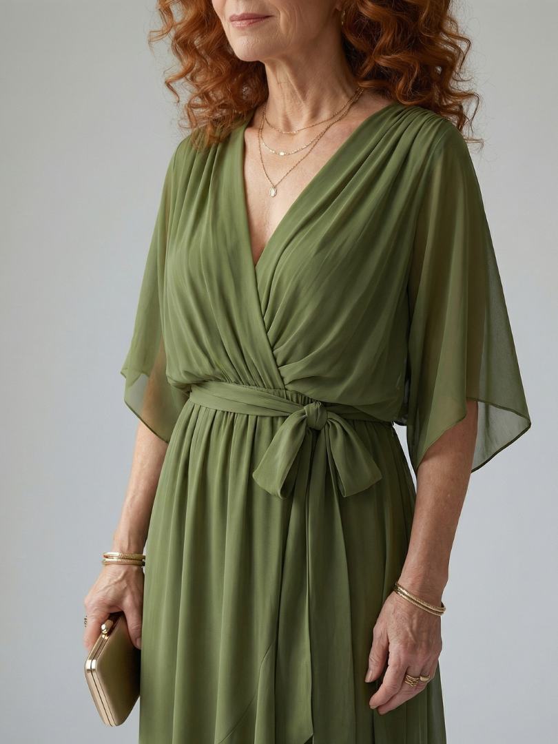 Elric | Women's Draped Tie-Waist Midi Dress