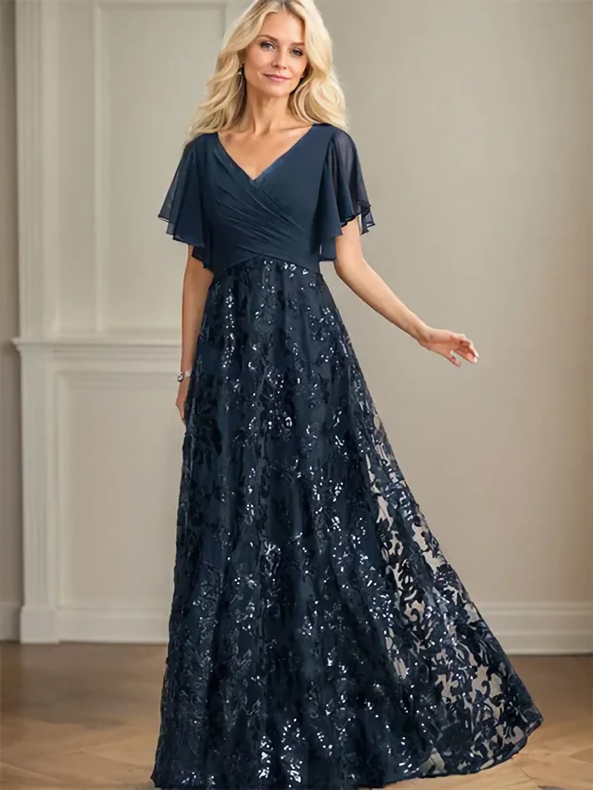 Rosalind | Women's Sequin Lace A-Line Evening Gown
