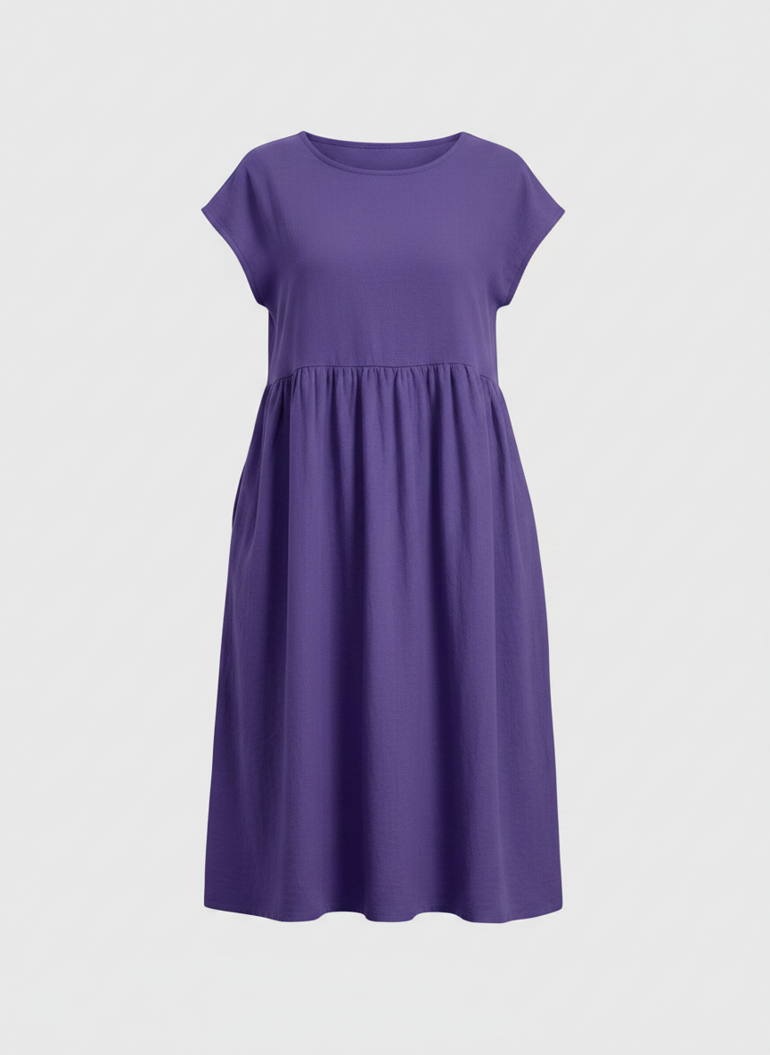 Mirabel | Cap Sleeve Cotton Midi Dress with Pockets