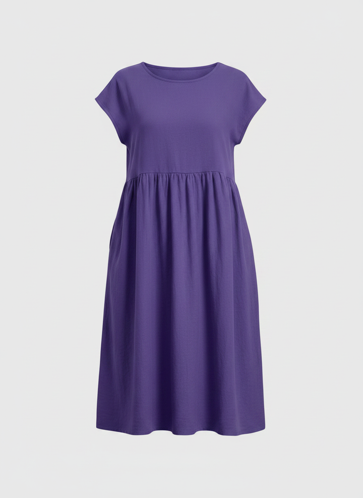 Mirabel | Cap Sleeve Cotton Midi Dress with Pockets