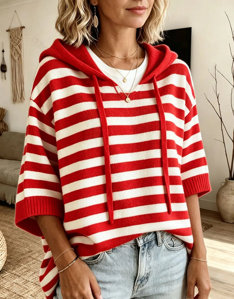 Leontine | Women's Striped Hooded Knit Sweater
