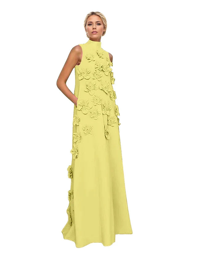 Adriana | Women's High-Neck 3D Floral Wedding Dress