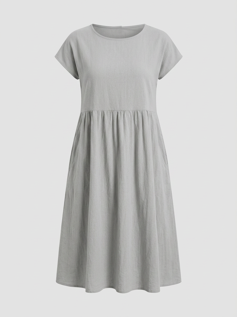 Mirabel | Cap Sleeve Cotton Midi Dress with Pockets