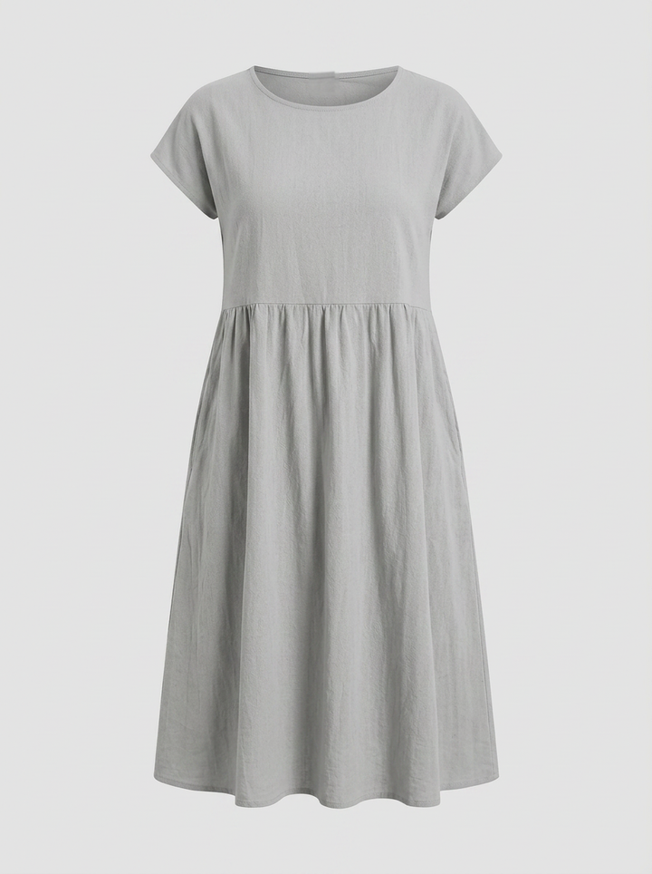 Mirabel | Cap Sleeve Cotton Midi Dress with Pockets