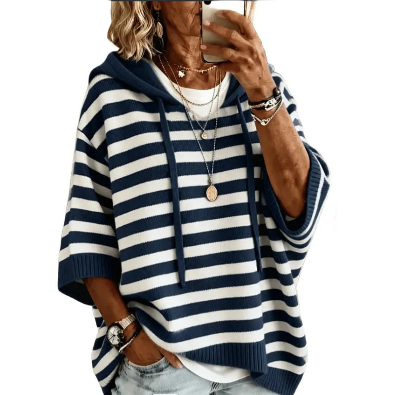 Leontine | Women's Striped Hooded Knit Sweater